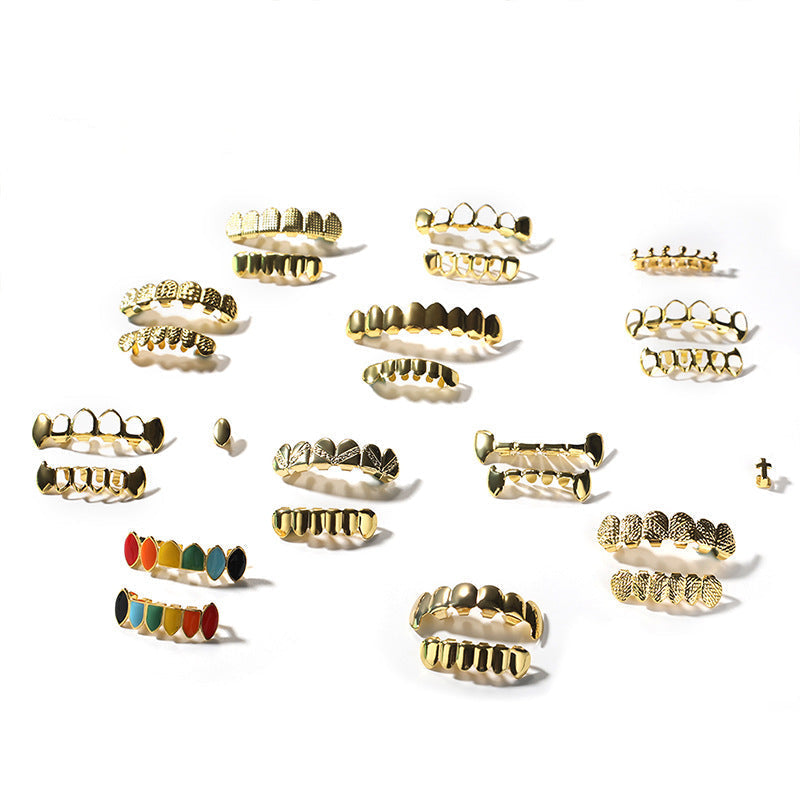 Hip-hop polished braces with gold electroplating by nowadaysfashion