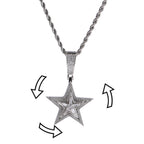 Hip-hop diamond-studded rotating five-pointed star necklace by nowadaysfashion
