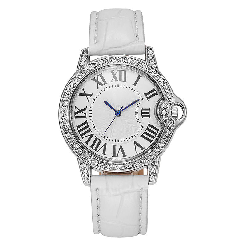 Fashion Diamond-Encrusted Women's Quartz Watch with Leather Strap by nowadaysfashion