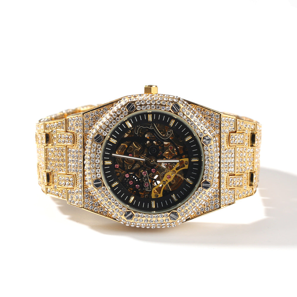 Hip Hop Full Diamond Hollow Case Mechanical Watch by nowadaysfashion