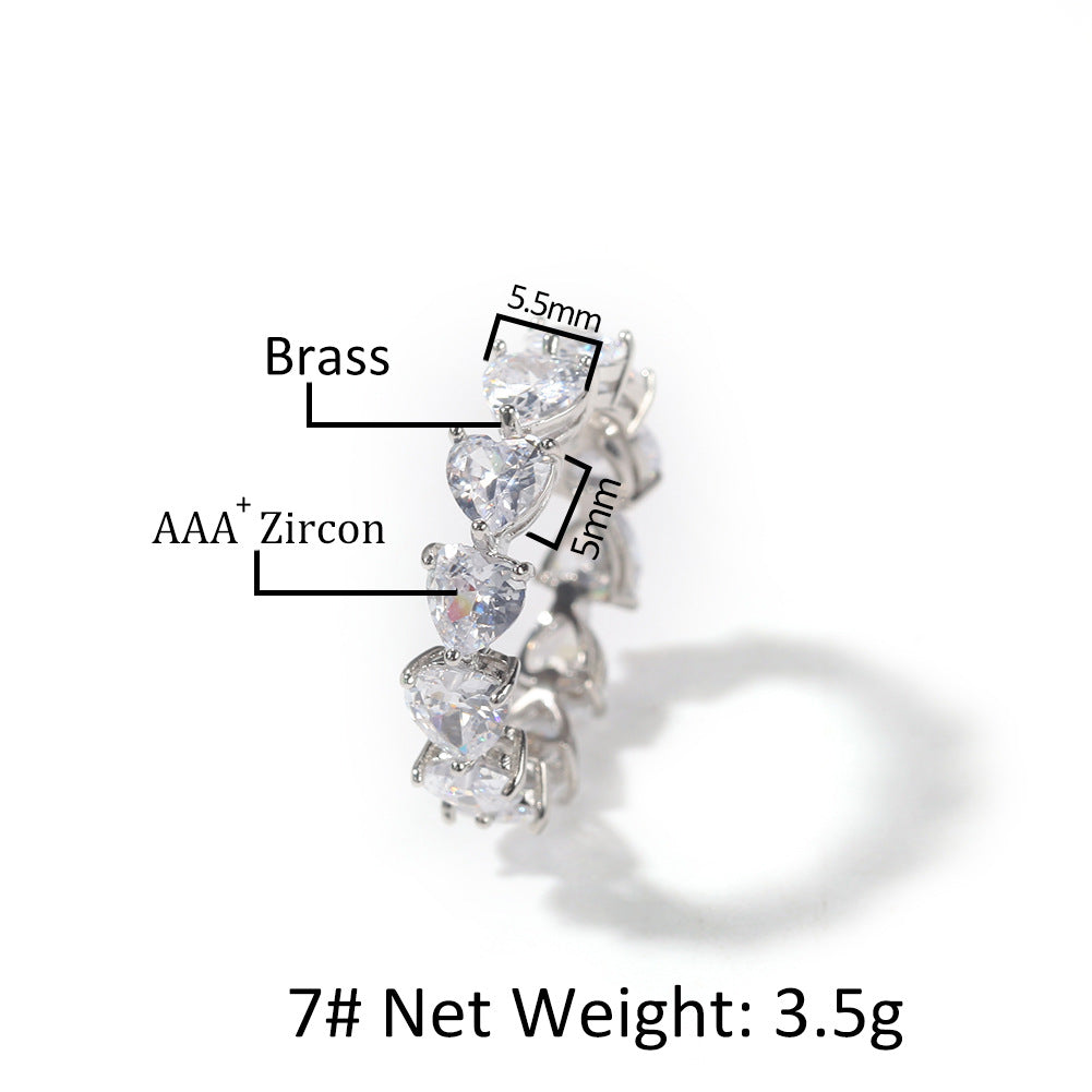 Hip-hop single-row heart-shaped zircon rings by nowadaysfashion
