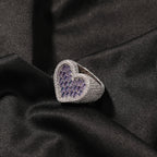 Hip-hop T-square heart-shaped zircon ring by nowadaysfashion