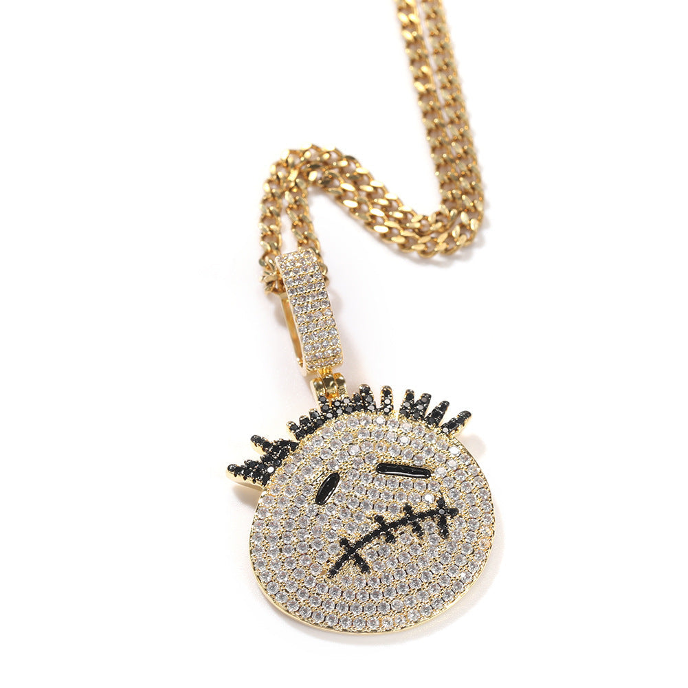 Hip-hop cartoon zircon spiky-head avatar necklace by nowadaysfashion