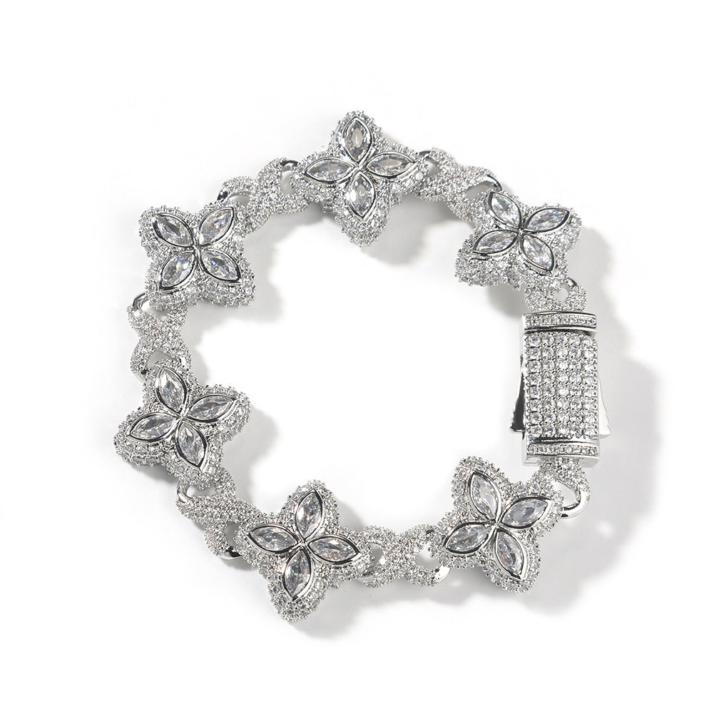 Hip-hop zircon colored infinite four-leaf clover bracelet by nowadaysfashion