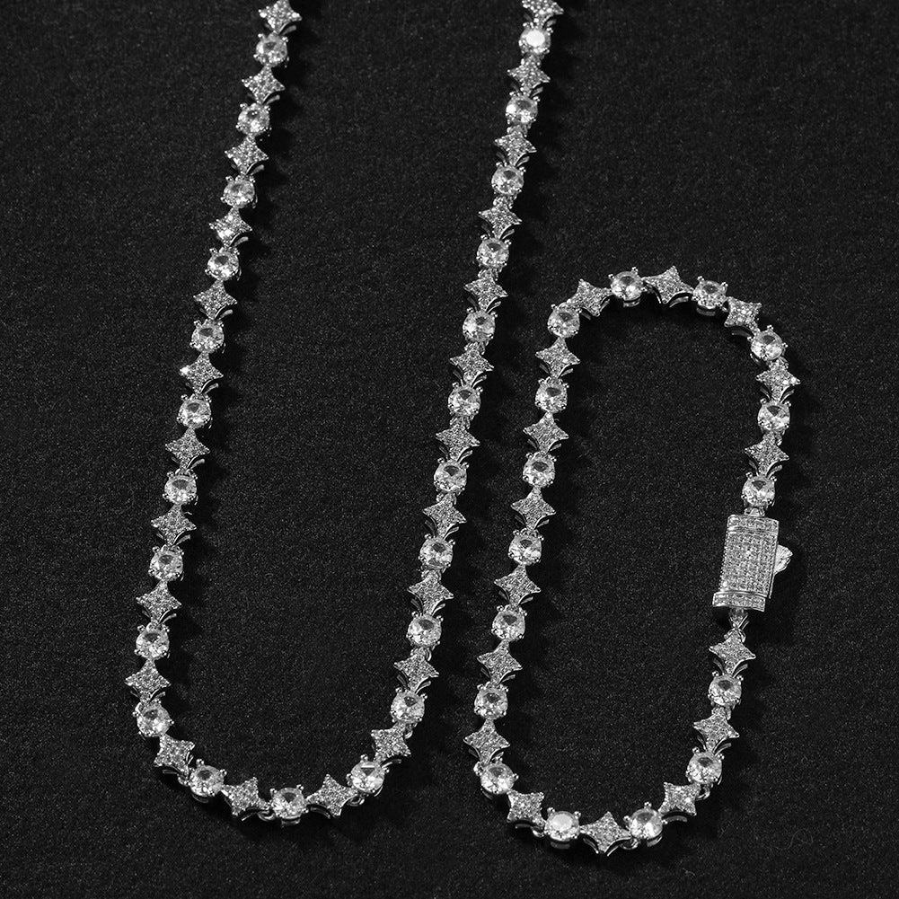 Star zircon tennis chain necklace by nowadaysfashion