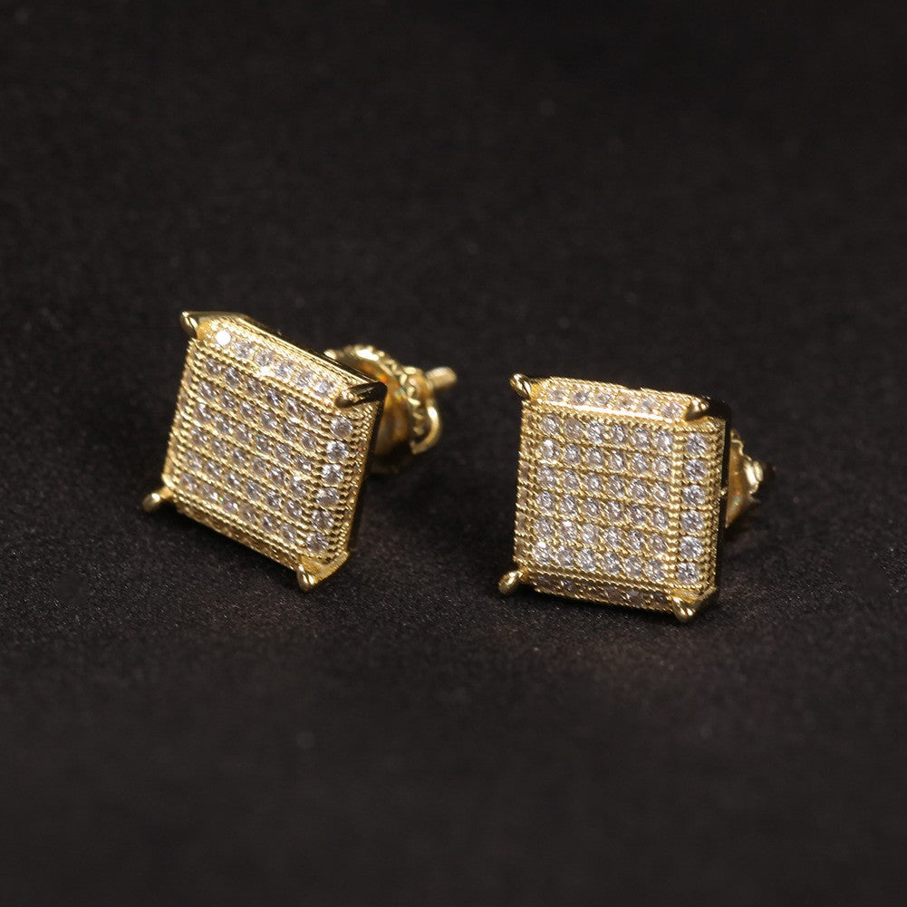 Hip Hop diamond-encrusted 925 silver stud earrings by nowadaysfashion