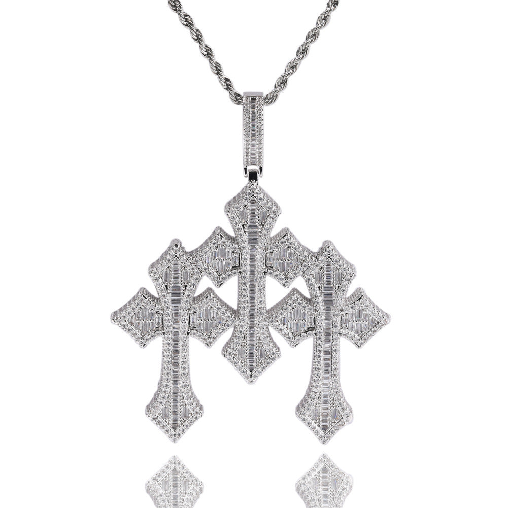 Retro Cross Square Zircon Inlay Necklace by nowadaysfashion