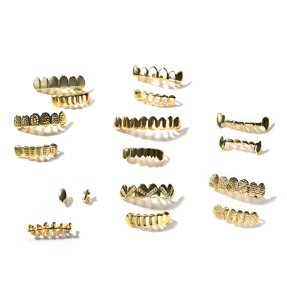 Hip-hop polished braces with gold electroplating by nowadaysfashion