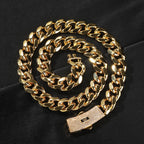 Hip-hop diamond-encrusted clasp smooth Cuban chain by nowadaysfashion