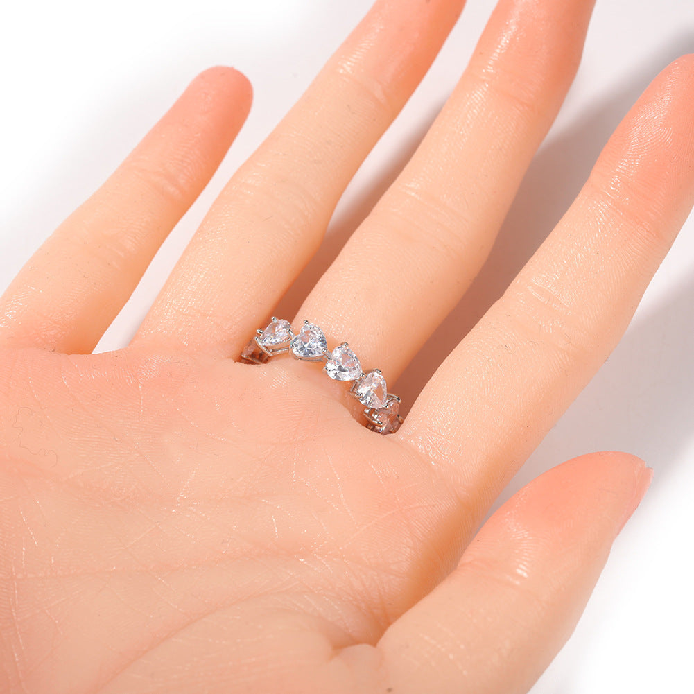 Hip-hop single-row heart-shaped zircon rings by nowadaysfashion