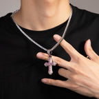 Hip-hop copper-inlaid purple zircon cross necklace by nowadaysfashion