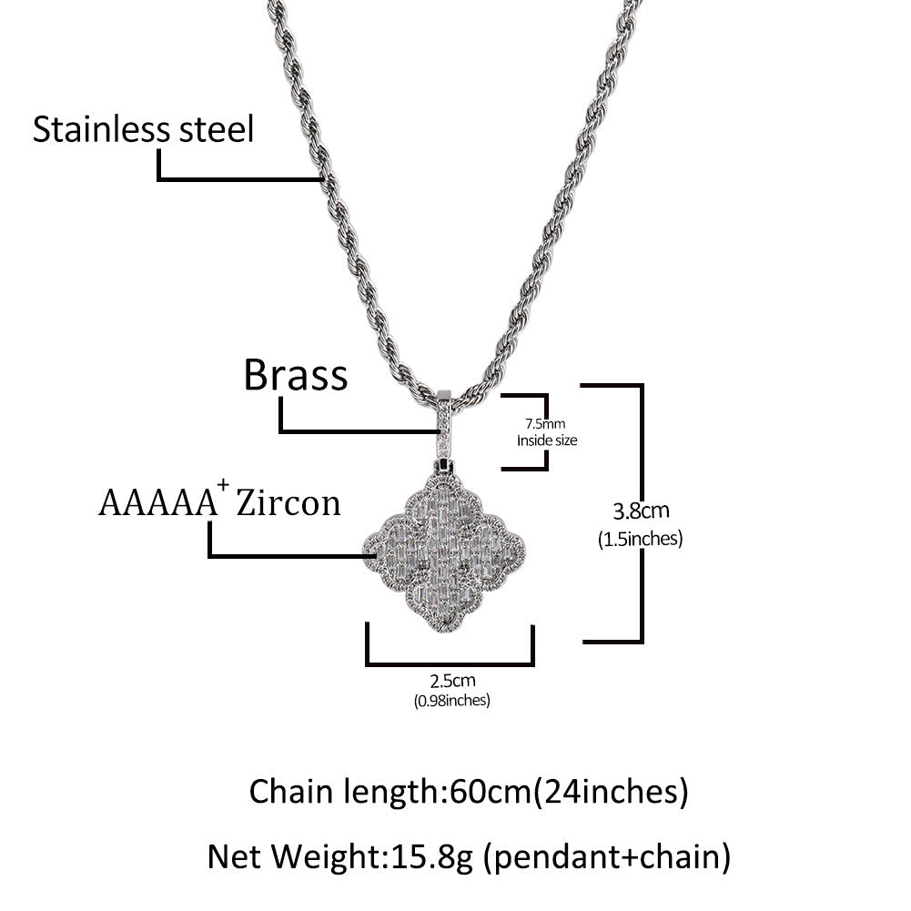 Full-diamond zircon four-leaf clover necklace by nowadaysfashion