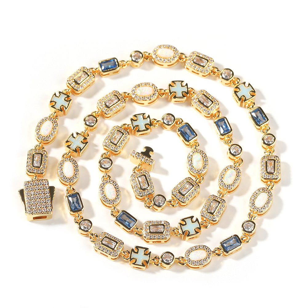 6mm blue colored gemstone bracelet with diamonds by nowadaysfashion