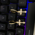 Hip-hop cubic zirconia cross earrings by nowadaysfashion