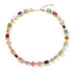 Exquisite diamond-encrusted colored gemstone bracelet and necklace by nowadaysfashion