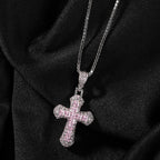 Gold-plated, diamond-encrusted mini cross necklace by nowadaysfashion