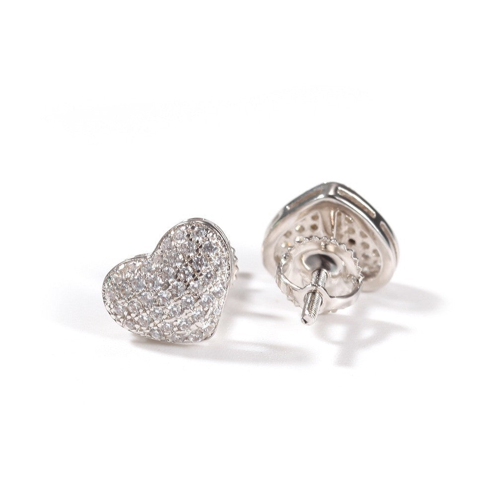 Hip Hop diamond-encrusted 925 silver stud earrings by nowadaysfashion
