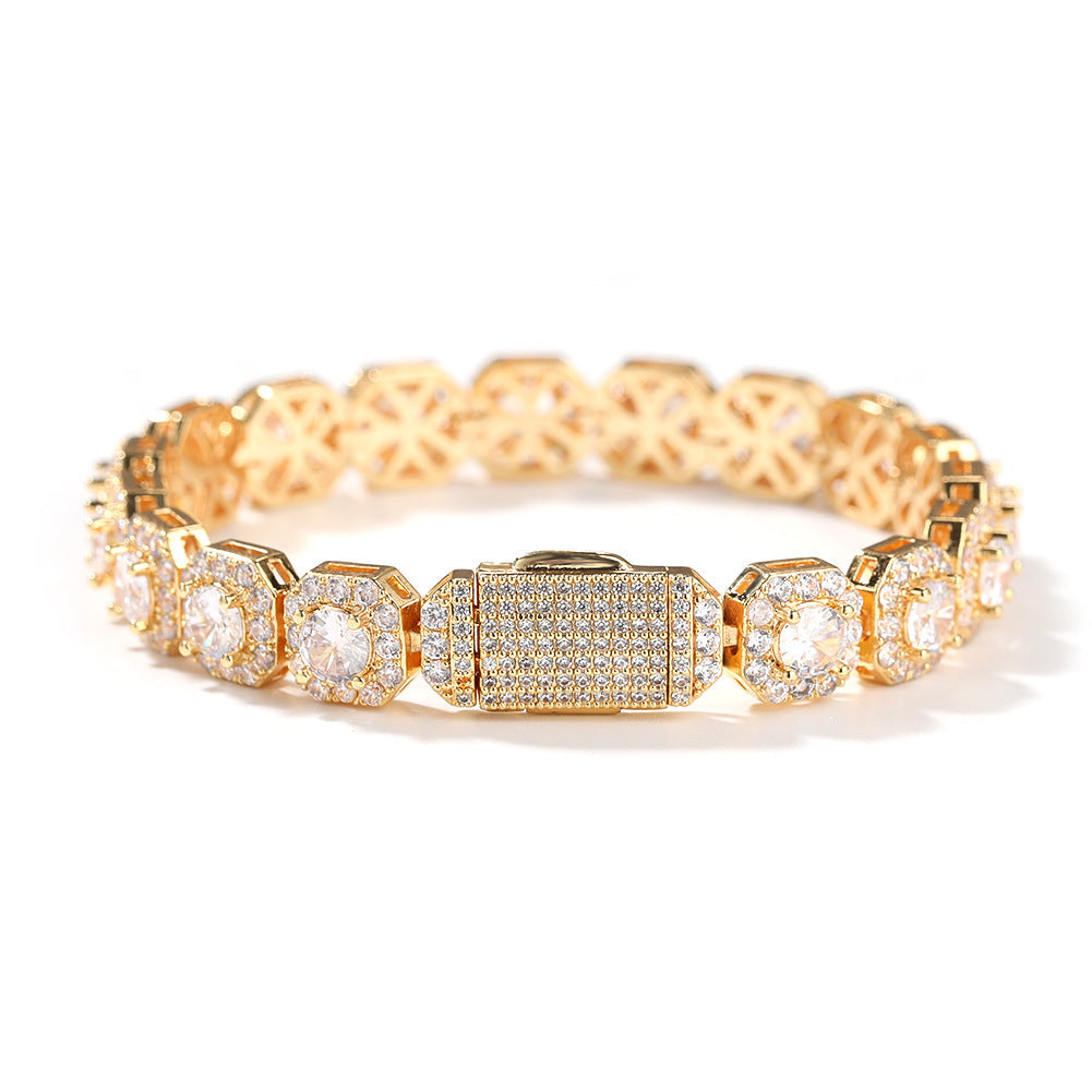 Hip-hop 9mm square rock candy zircon bracelet by nowadaysfashion