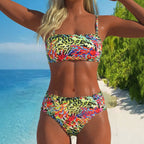 Swimwear Split Sexy Bikini Spaghetti-Strap Floral Print High Waist Swimwear by Bella Mia