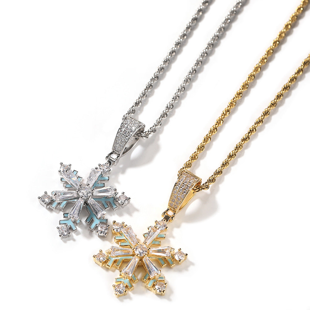 Winter rotating snowflake luminous oil drop pendant by nowadaysfashion