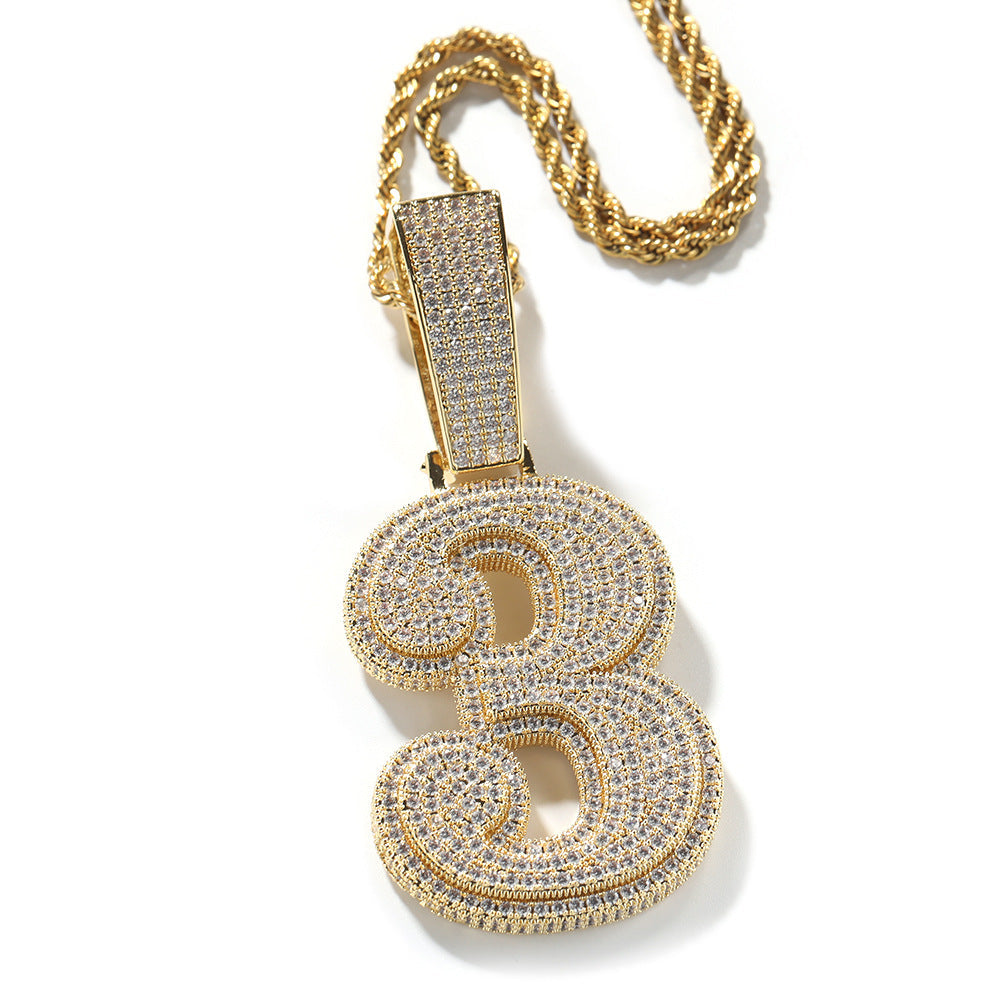 Hip-hop diamond-encrusted number pendant by nowadaysfashion