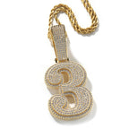 Hip-hop diamond-encrusted number pendant by nowadaysfashion