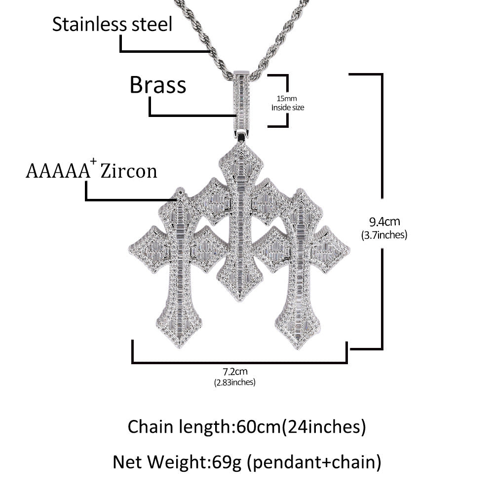 Retro Cross Square Zircon Inlay Necklace by nowadaysfashion