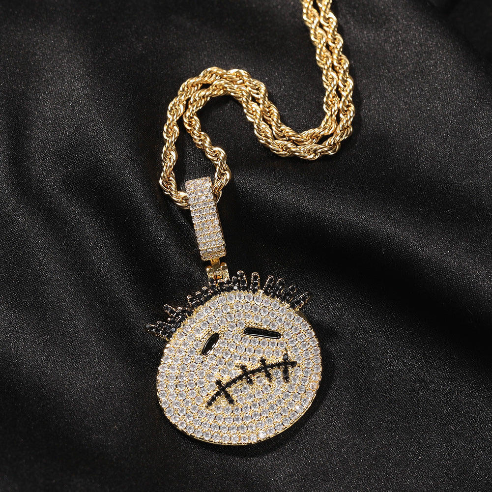 Hip-hop cartoon zircon spiky-head avatar necklace by nowadaysfashion