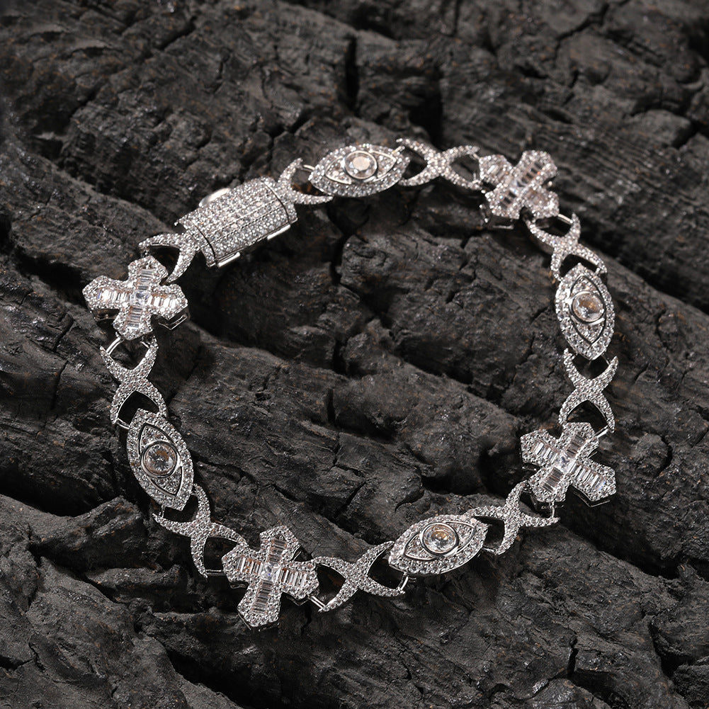 Hip Hop Zirconia Eye Cross Bracelet by nowadaysfashion