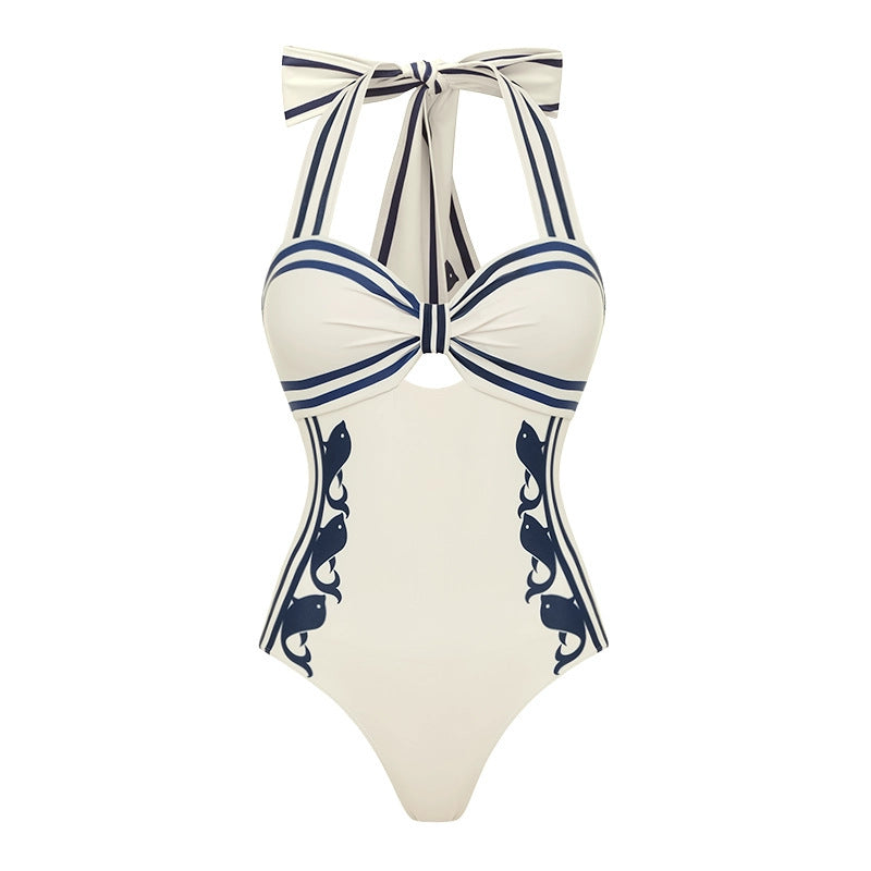 Swimsuit Navy Halter One Piece Swimsuit Set Women by Bella Mia