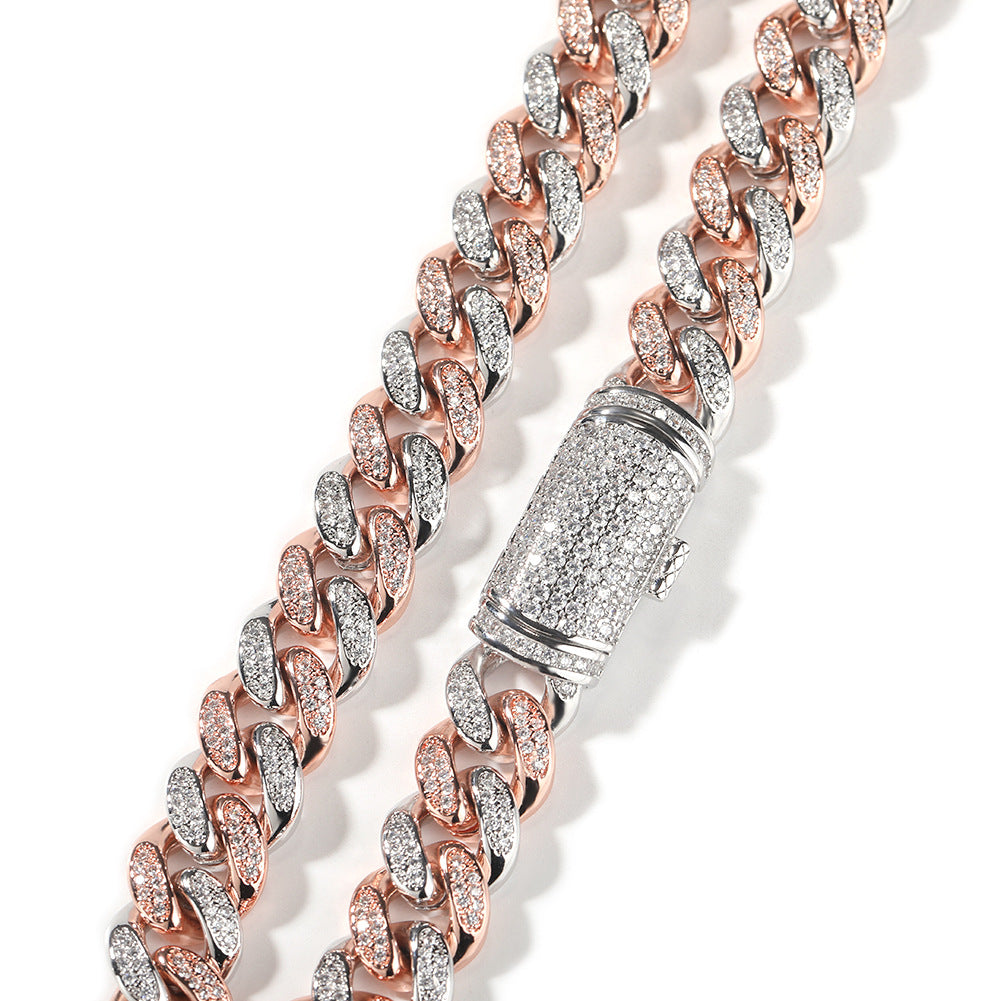 Hip-hop diamond-encrusted zircon three-cross Cuban necklace by nowadaysfashion