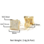 Hip Hop diamond-encrusted 925 silver stud earrings by nowadaysfashion