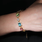 Exquisite diamond-encrusted colored gemstone bracelet and necklace by nowadaysfashion
