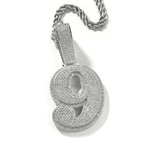 Hip-hop diamond-encrusted number pendant by nowadaysfashion