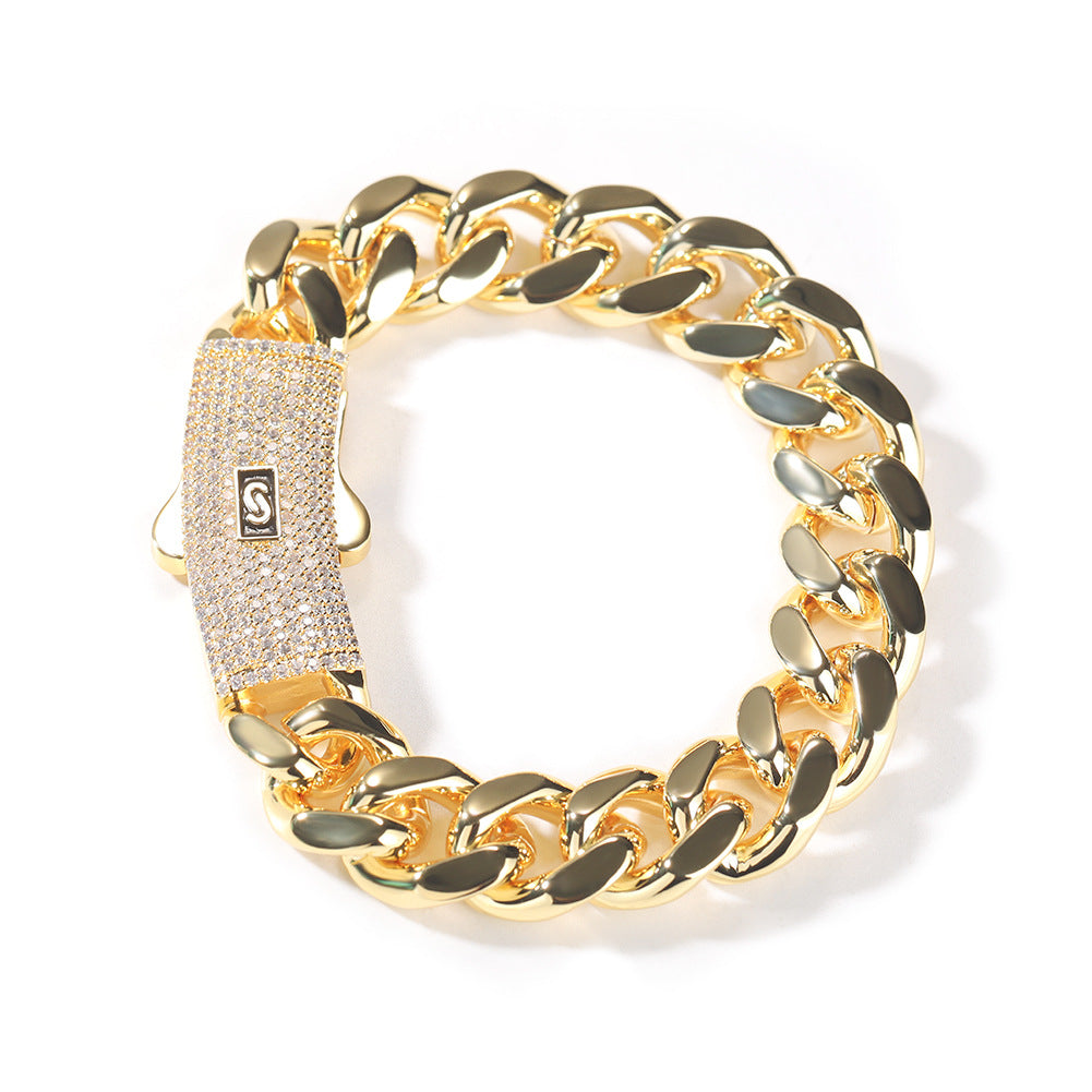 Hip-hop diamond-encrusted clasp smooth Cuban chain by nowadaysfashion