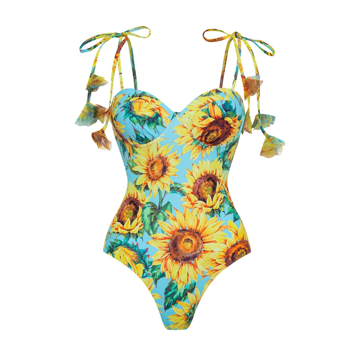 Women Swimsuit Sunflower Printed One Piece Swimsuit Set by Bella Mia