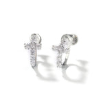 Hip Hop Zircon Black Spiral Clasp Cross Earrings by nowadaysfashion