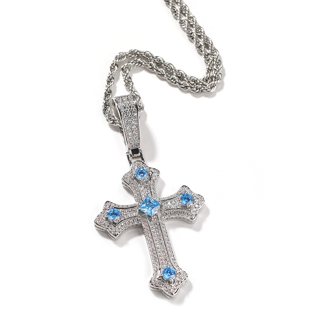 Hip-hop cross-shaped diamond Cubic Zirconia necklace by nowadaysfashion