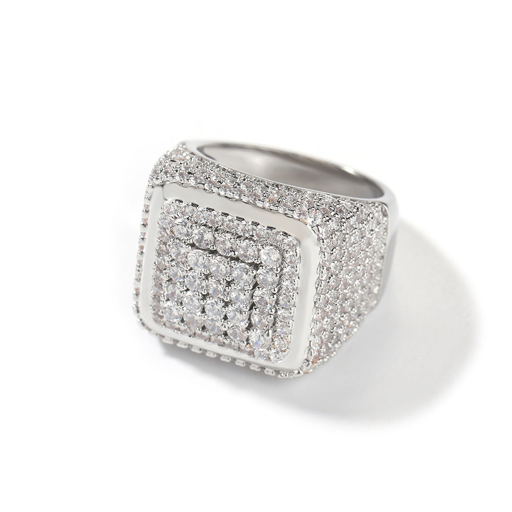 Hip-hop large square ring with zircon by nowadaysfashion