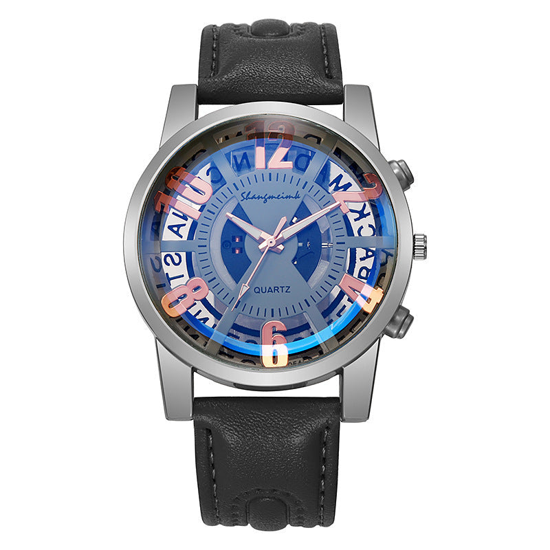 Large-dial, hollow-out blue-light men's watch. by nowadaysfashion
