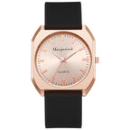 Simple, square quartz silicone watch with a stylish silicone strap