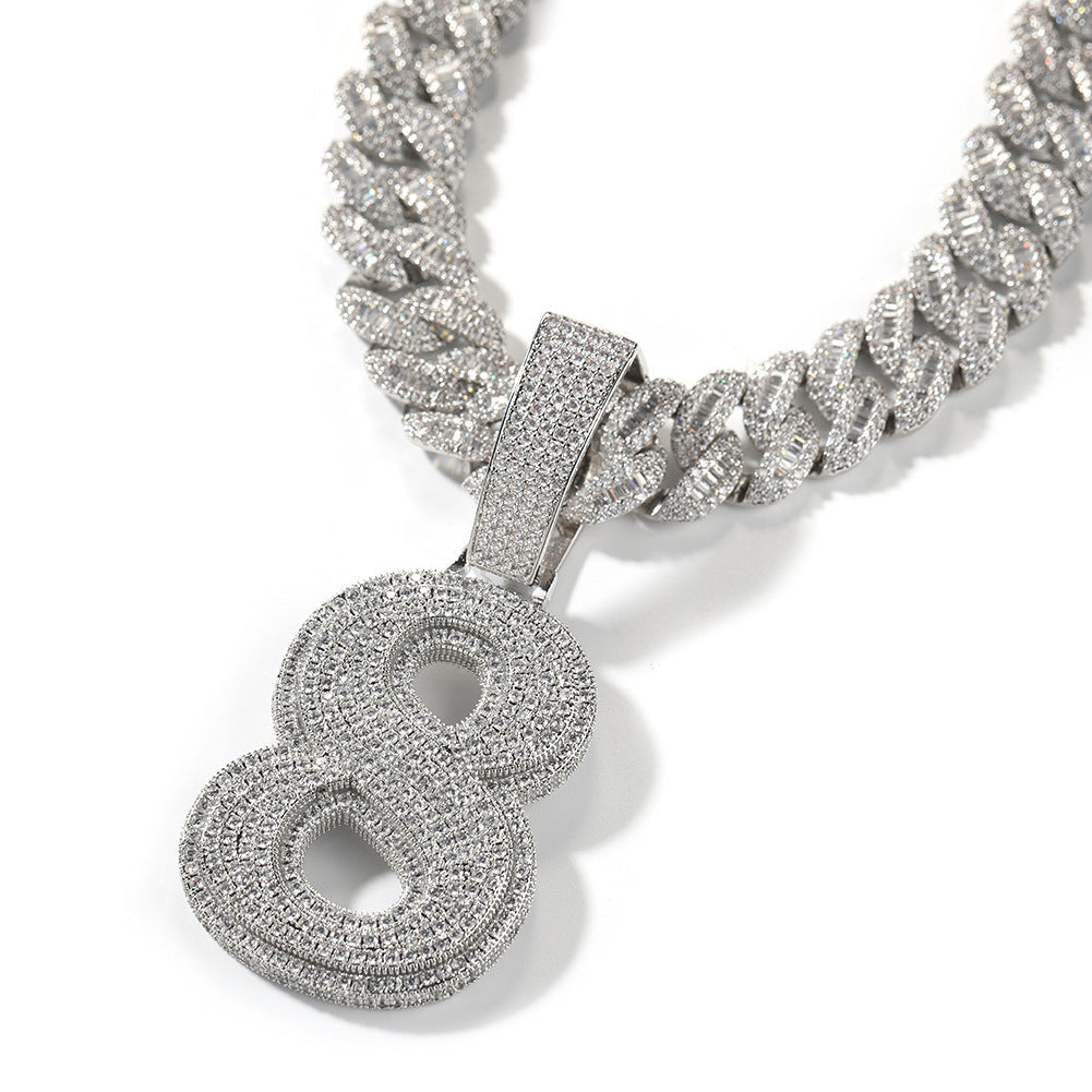 Hip-hop diamond-encrusted number pendant by nowadaysfashion
