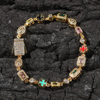Hip-Hop Diamond-Encrusted 6mm Colored Gemstone Bracelet by nowadaysfashion