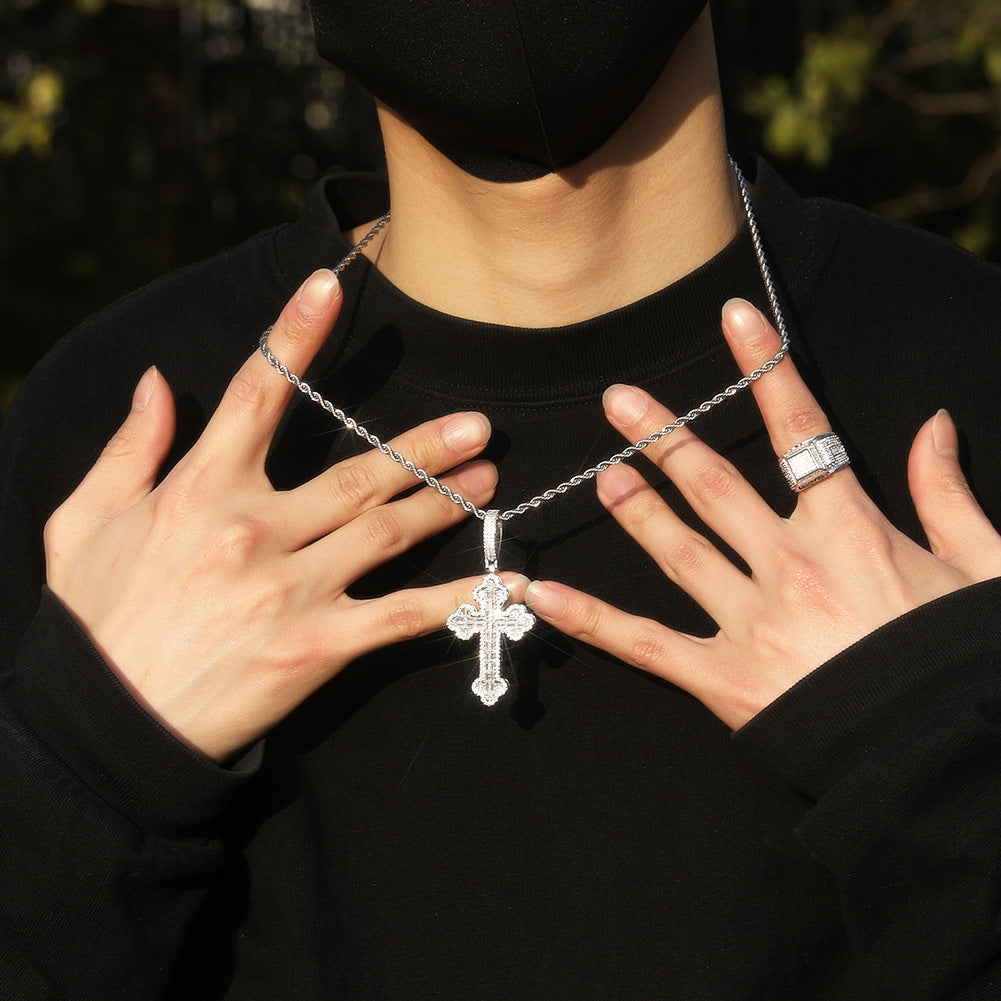 Hip-hop large diamond-encrusted cloud cross pendant by nowadaysfashion