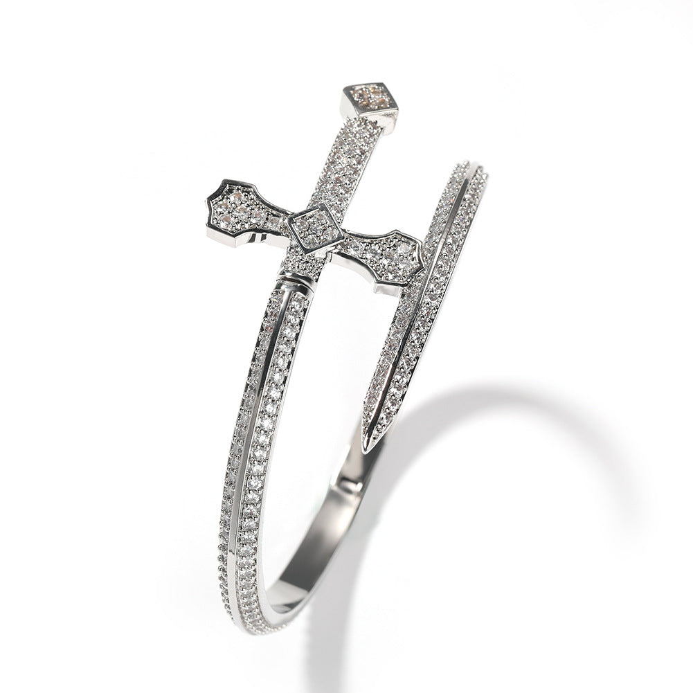Hip-hop full-diamond justice sword bracelet inlaid with zircon by nowadaysfashion