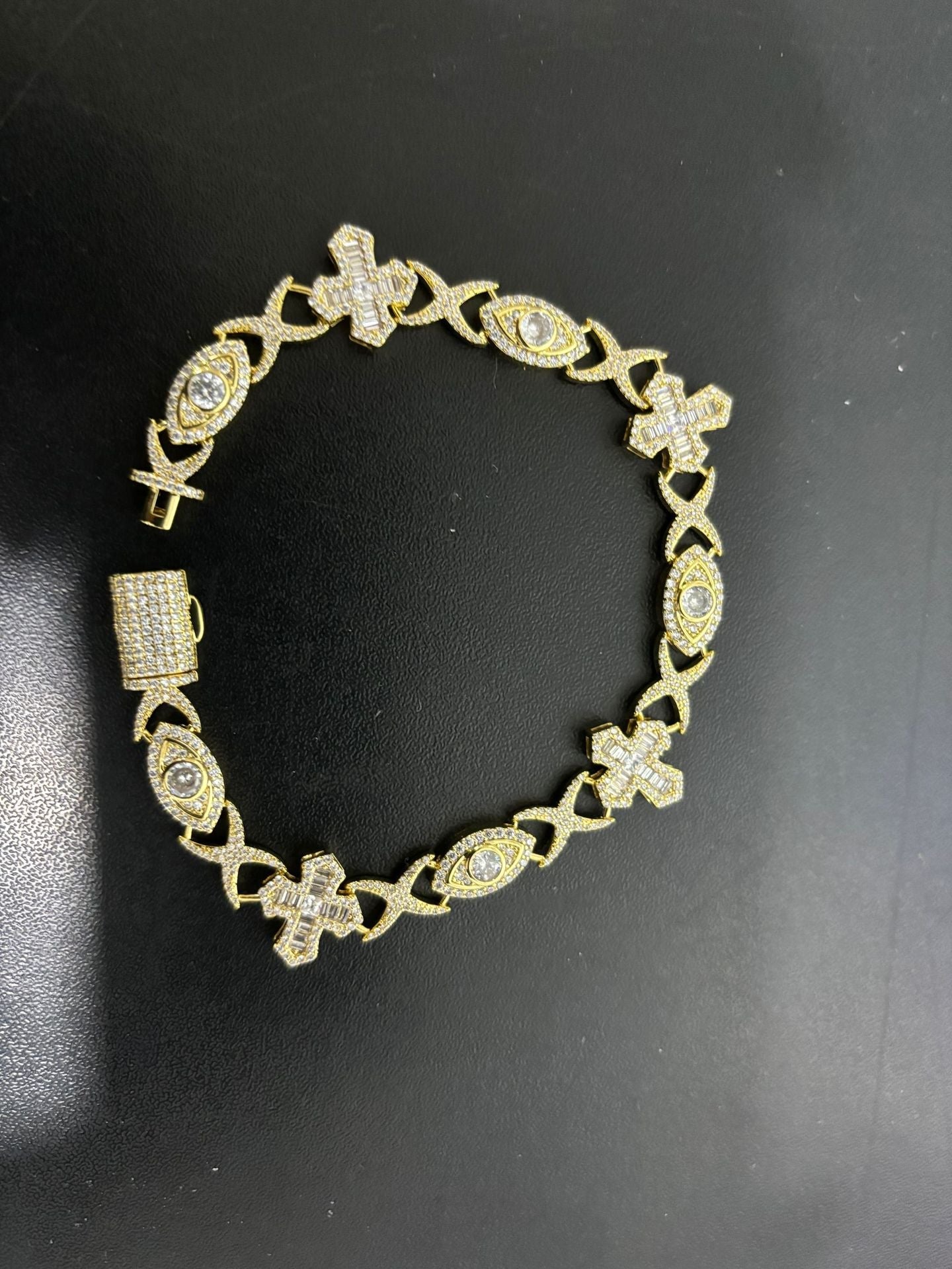 Hip Hop Zirconia Eye Cross Bracelet by nowadaysfashion