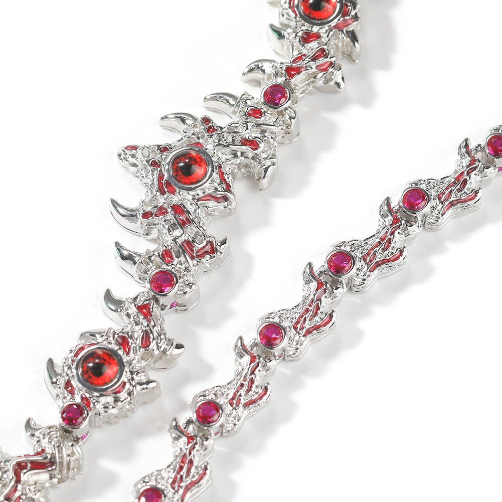 Hip-hop exaggerated spiky parasitic red-eyed thorn diamond-encrusted necklace by nowadaysfashion