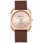 Simple, square quartz silicone watch with a stylish silicone strap
