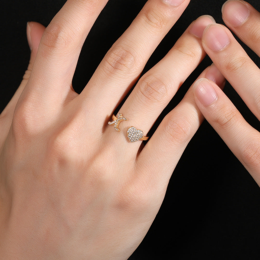 Hip-hop zircon-encrusted 26 English letters ring by nowadaysfashion