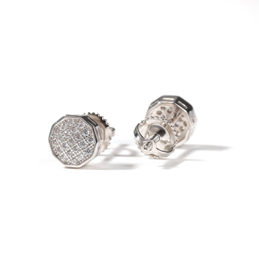 Hip Hop diamond-encrusted 925 silver stud earrings by nowadaysfashion